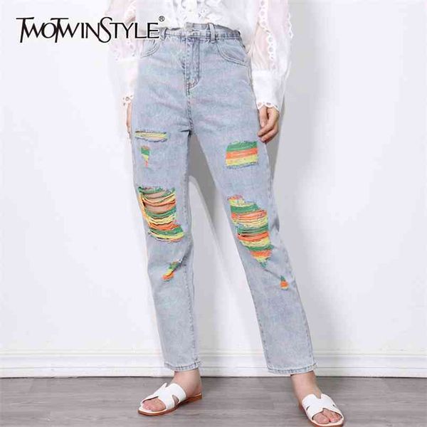 denim hit color patchwork trouser for women high waist straight hole casual jeans female fashion clothing 210521, Blue
denim hit color patchwork trouser for women high waist straight hole casual jeans female fashion clothing 210521, Blue