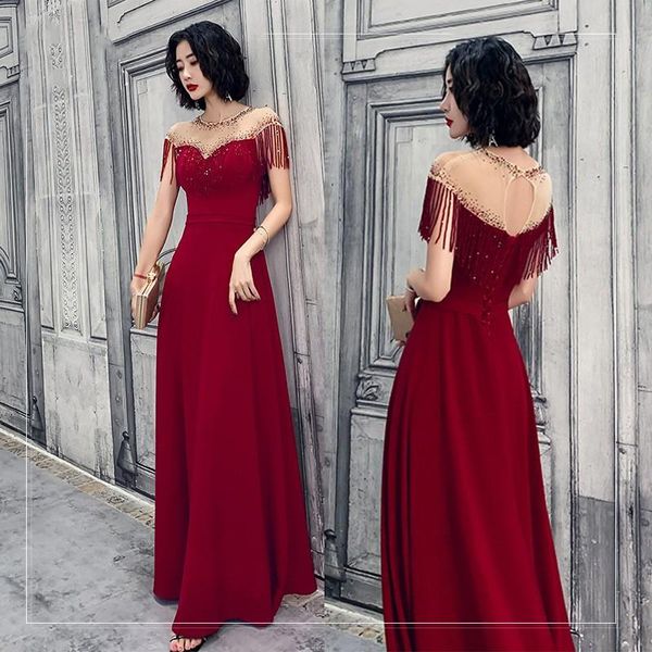 ethnic clothing slim bride wedding dress with tassel temperament evening party elegant long banquet o-neck maxi prom gown, Red
ethnic clothing slim bride wedding dress with tassel temperament evening party elegant long banquet o-neck maxi prom gown, Red