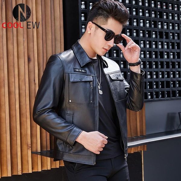 men's leather & faux 2021 mens sheepskin real jacket moto biker casual pockets slim fit genuine zipper short outwear coats, Black
men's leather & faux 2021 mens sheepskin real jacket moto biker casual pockets slim fit genuine zipper short outwear coats, Black