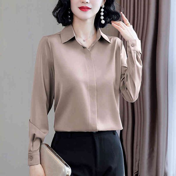 vintage silk satin shirt women's button female blouse long sleeve lapel s office ol style women blouses 733j 210420, White
vintage silk satin shirt women's button female blouse long sleeve lapel s office ol style women blouses 733j 210420, White