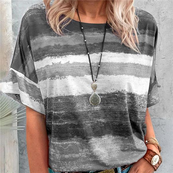 women's t-shirt 2021 the clothing summer europe and america gradient color contrast short sleeve women, White
women's t-shirt 2021 the clothing summer europe and america gradient color contrast short sleeve women, White