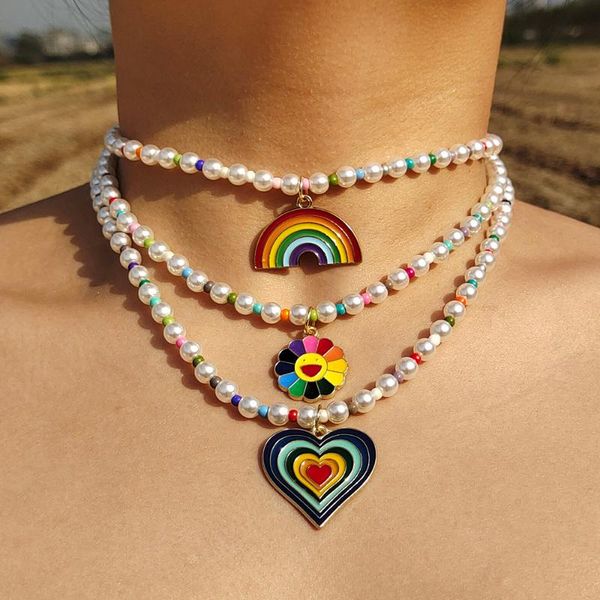 pendant necklaces zx rainbow heart sunflower necklace for women girls vintage handmade simulated pearl beaded chain short chokers gift, Silver
pendant necklaces zx rainbow heart sunflower necklace for women girls vintage handmade simulated pearl beaded chain short chokers gift, Silver
