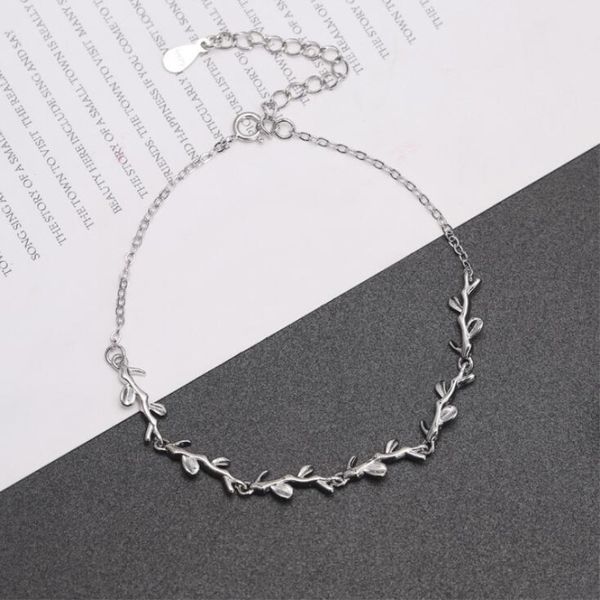 new literary simple leaf 925 sterling silver jewelry personality branch flowers creative fashion female gift bracelets sl090, Black
new literary simple leaf 925 sterling silver jewelry personality branch flowers creative fashion female gift bracelets sl090, Black