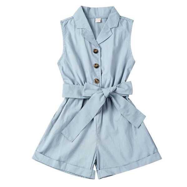 kids girls short jumpsuit cotton pure color lapel collar sleevless girl romper playsuit summer casual children clothing jumpsuits, Blue
kids girls short jumpsuit cotton pure color lapel collar sleevless girl romper playsuit summer casual children clothing jumpsuits, Blue