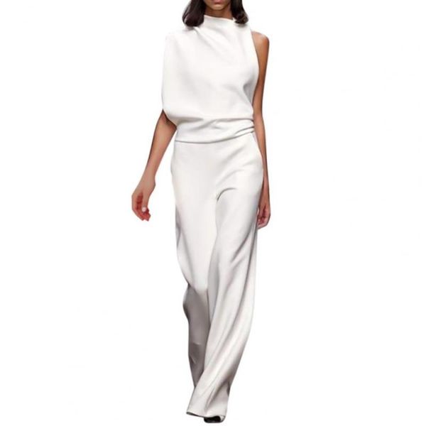 gym clothing stylish jumpsuit sleeveless loose women elegant wide leg overall for party, White;black
gym clothing stylish jumpsuit sleeveless loose women elegant wide leg overall for party, White;black