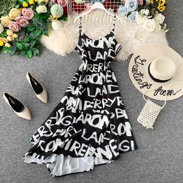 summer streetwear dres loose a-line spaghetti fashion letter pattern ladies vintage irregular hem long robe 210602, Black;gray
summer streetwear dres loose a-line spaghetti fashion letter pattern ladies vintage irregular hem long robe 210602, Black;gray