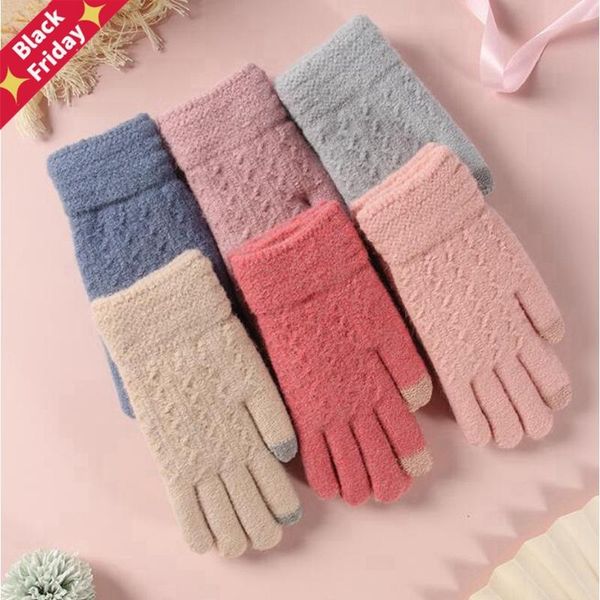 five fingers gloves womens winter touch student knitting warm thicken plus 2pairs, Blue;gray
five fingers gloves womens winter touch student knitting warm thicken plus 2pairs, Blue;gray