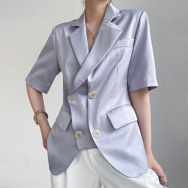 women's suits & blazers zcsmll 2021 summer satin suit jacket female design sense niche short sleeve solid color loose casual, White;black
women's suits & blazers zcsmll 2021 summer satin suit jacket female design sense niche short sleeve solid color loose casual, White;black