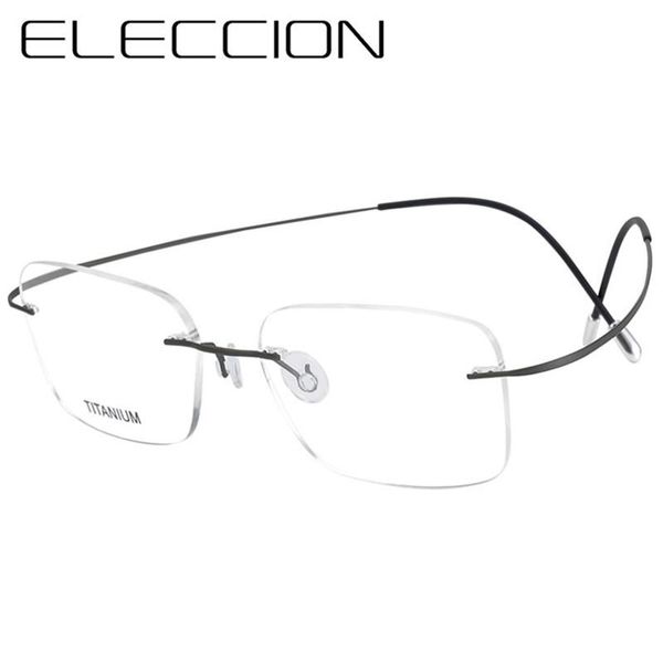 fashion sunglasses frames eleccion 100% pure titanium rimless eyeglasses men ultralight rectangle optical myopia prescription glasses frame, Black
fashion sunglasses frames eleccion 100% pure titanium rimless eyeglasses men ultralight rectangle optical myopia prescription glasses frame, Black