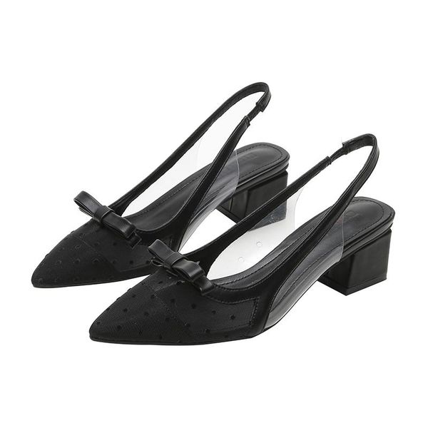 sandals women's transparent mesh polka dot chunky heel graceful pointed toe shallow mouth slimming baotou bow shoes women, Black
sandals women's transparent mesh polka dot chunky heel graceful pointed toe shallow mouth slimming baotou bow shoes women, Black