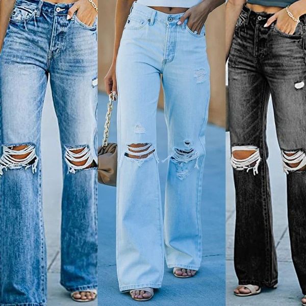 women's jeans mom high waist fashion washed hole straight full length fall ripped for women lugentolo, Blue
women's jeans mom high waist fashion washed hole straight full length fall ripped for women lugentolo, Blue