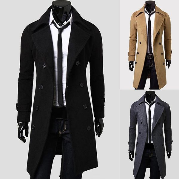 men's plus size outerwear wool coat men winter warm solid long trench jacket breasted business casual overcoat male woolen coats, Black;brown
men's plus size outerwear wool coat men winter warm solid long trench jacket breasted business casual overcoat male woolen coats, Black;brown