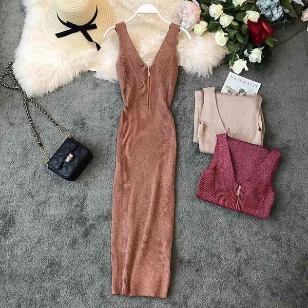 gaganight v-neck women stretch dress sleeveless solid bling bodycon ladies dresses party zipper knitted vestido 210519, Black;gray
gaganight v-neck women stretch dress sleeveless solid bling bodycon ladies dresses party zipper knitted vestido 210519, Black;gray