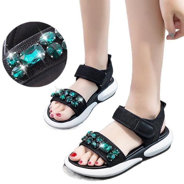 women sandals flats platform shoes summer beach casual thick bottom fashion rhinestones ladies, Black
women sandals flats platform shoes summer beach casual thick bottom fashion rhinestones ladies, Black