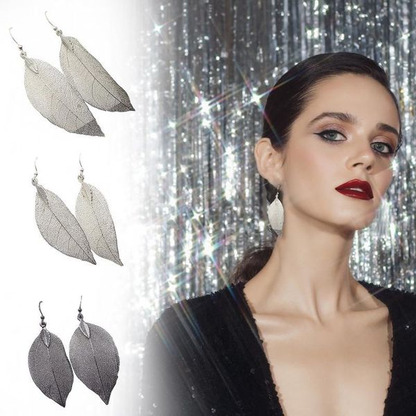 hoop & huggie 1 pair natural real hollow leaf earrings fashion gold color and silver big statement for women, Golden;silver
hoop & huggie 1 pair natural real hollow leaf earrings fashion gold color and silver big statement for women, Golden;silver
