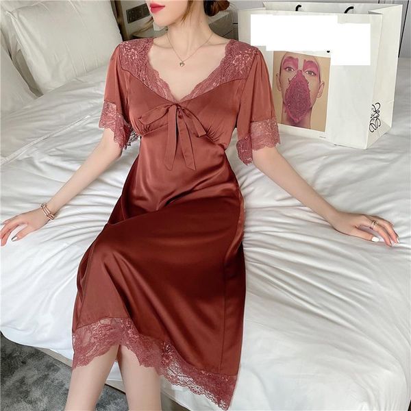 women's sleepwear lace nightwear satin nightgown v-neck female spaghetti sling nightdress sleep dress summer nighty homewear, Black;red
women's sleepwear lace nightwear satin nightgown v-neck female spaghetti sling nightdress sleep dress summer nighty homewear, Black;red