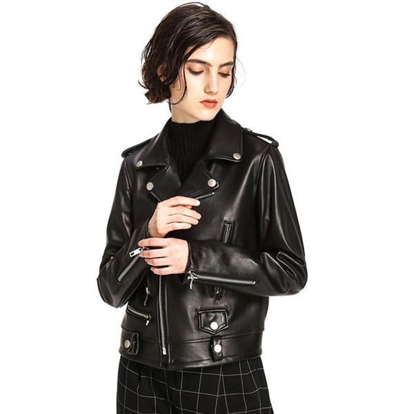 women's leather & faux autumn jacket slim female motorcycle black coat long sleeve basic streetwear
women's leather & faux autumn jacket slim female motorcycle black coat long sleeve basic streetwear