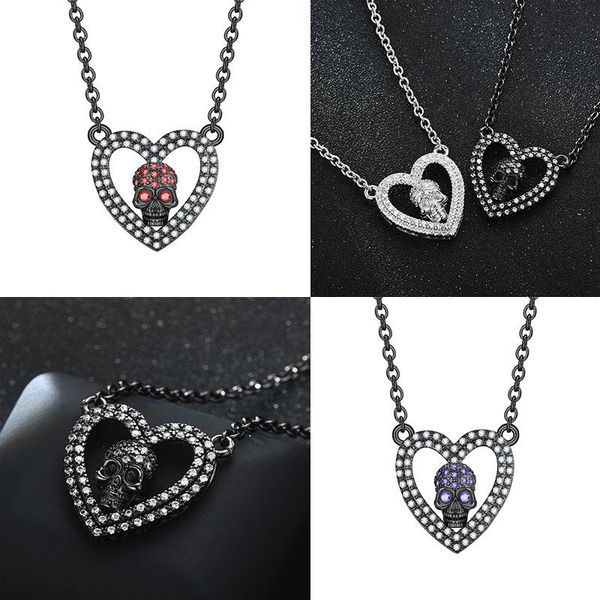pendant necklaces punk heart skull zircon crystal women valentine's day jewelry drop, Silver
pendant necklaces punk heart skull zircon crystal women valentine's day jewelry drop, Silver