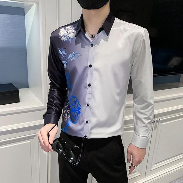 men's casual shirts plus size 5xl- autumn fashion gradient color long sleeve printed for men clothing slim fit chemise homme sale, White;black
men's casual shirts plus size 5xl- autumn fashion gradient color long sleeve printed for men clothing slim fit chemise homme sale, White;black