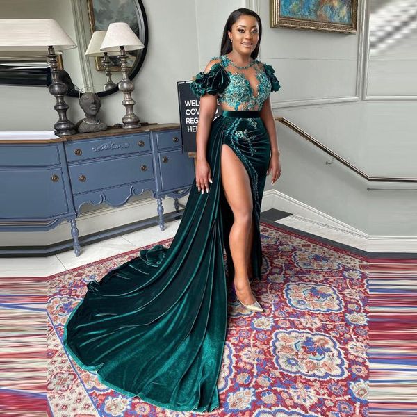 party dresses velvet short sleeves prom dress sheer neck appliques side split evening ruched hunteraso ebi gowns african, White;black
party dresses velvet short sleeves prom dress sheer neck appliques side split evening ruched hunteraso ebi gowns african, White;black