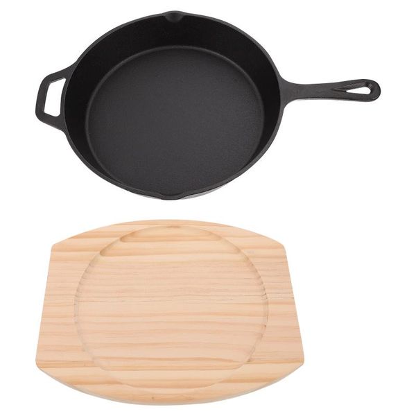 pans 1 set frying pan cooking round flat pancake with wooden board(black) 
pans 1 set frying pan cooking round flat pancake with wooden board(black)