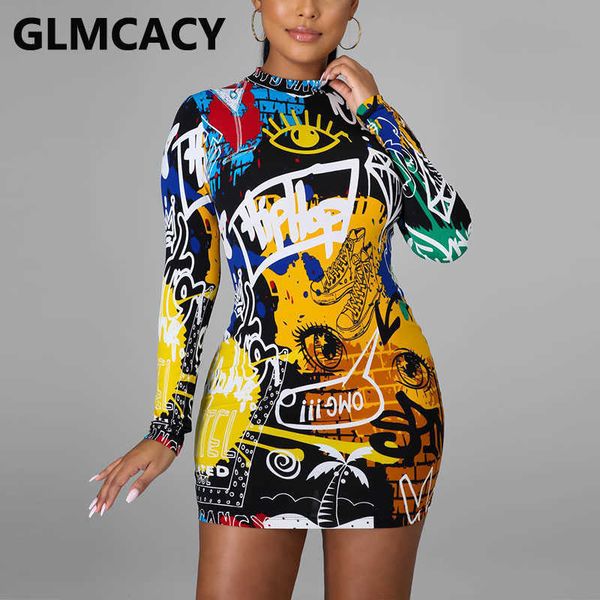 women long sleeve graffiti printed slim dress chic funny bodycon mini dresses 210702, Black;gray
women long sleeve graffiti printed slim dress chic funny bodycon mini dresses 210702, Black;gray