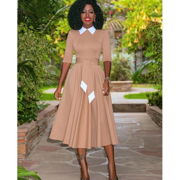 party dresses summer dress women elegant slim a line pleated high waist half sleeves african fashion female office ladies robes, White;black
party dresses summer dress women elegant slim a line pleated high waist half sleeves african fashion female office ladies robes, White;black