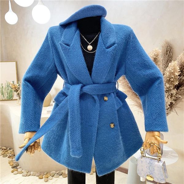 women's wool & blends clothing 2021 autumn winter double breasted suit collar woolen cloth medium long waist lace up coat, Black
women's wool & blends clothing 2021 autumn winter double breasted suit collar woolen cloth medium long waist lace up coat, Black