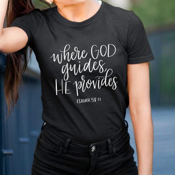women's t-shirt where god guides he provides 100%cotton women tshirts christian shirts funny summer casual o-neck short sleeve faith te, White
women's t-shirt where god guides he provides 100%cotton women tshirts christian shirts funny summer casual o-neck short sleeve faith te, White