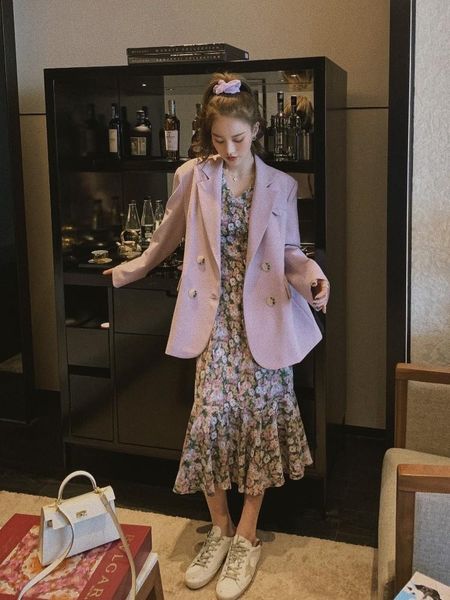 women's suits & blazers purple small suit jacket female 2021 spring and autumn korean version of british style fashion temperament coat, White;black
women's suits & blazers purple small suit jacket female 2021 spring and autumn korean version of british style fashion temperament coat, White;black