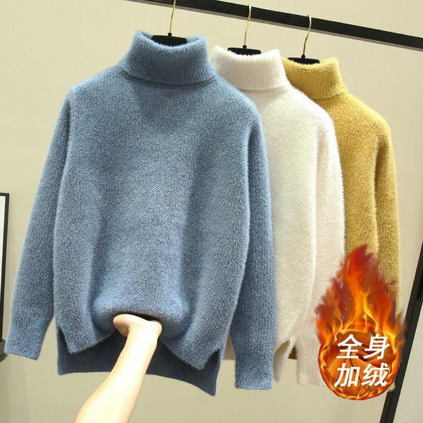 women's sweaters cashmere / non half turtleneck thickened pullover short loose knit autumn and winter base coat, White;black
women's sweaters cashmere / non half turtleneck thickened pullover short loose knit autumn and winter base coat, White;black