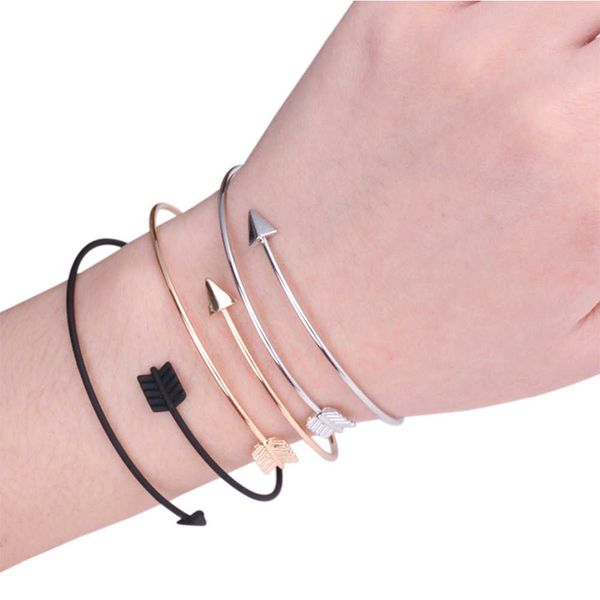 gold-color and silver-color simple arrow bangle charms adjustable expandable wire bracelets bangles q0719, Black
gold-color and silver-color simple arrow bangle charms adjustable expandable wire bracelets bangles q0719, Black