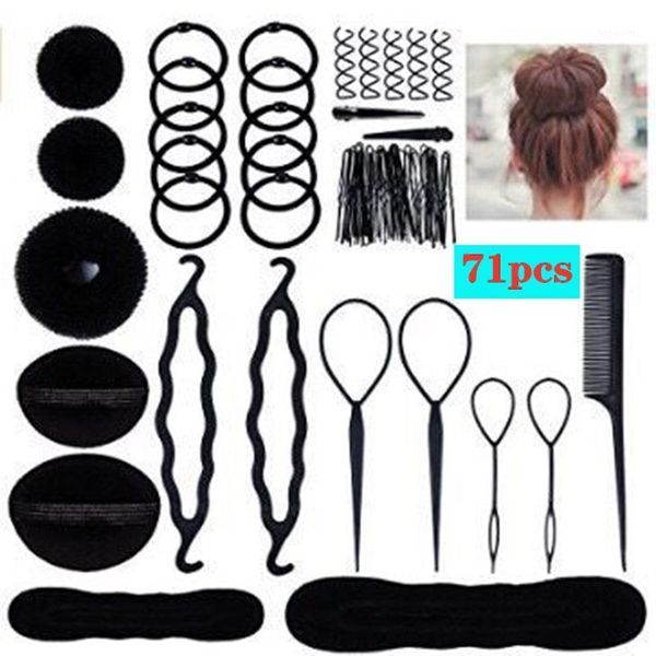 71pcs women braid ponytail tool bun makers twist curler styling set hairpin plastic loop pull hair needle tools accessories1, Brown
71pcs women braid ponytail tool bun makers twist curler styling set hairpin plastic loop pull hair needle tools accessories1, Brown