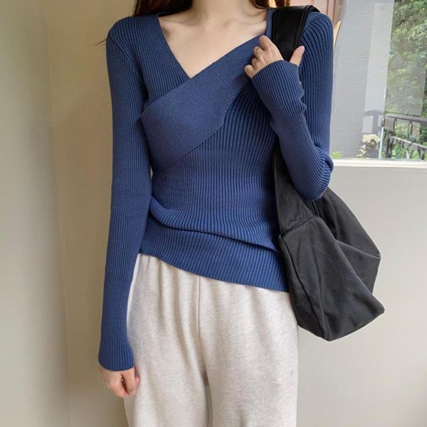 women's knitted sweater pullover v neck elasticity korean knit sweterek damski long sleeve soild woman sweaters jumper muje, White;black
women's knitted sweater pullover v neck elasticity korean knit sweterek damski long sleeve soild woman sweaters jumper muje, White;black