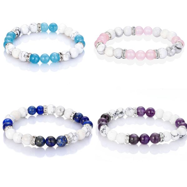 8mm natural colorful stone crystal strands charm bracelets for men women elastic yoga sports beaded fashion jewelry, Black
8mm natural colorful stone crystal strands charm bracelets for men women elastic yoga sports beaded fashion jewelry, Black