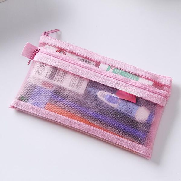 pencil bags 2pcs simple transparent double mesh bag case office student cases nylon kalem kutusu school supplies pen box
pencil bags 2pcs simple transparent double mesh bag case office student cases nylon kalem kutusu school supplies pen box