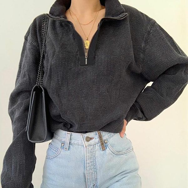 women's hoodies & sweatshirts 2021 winter fashion women long sleeve half-open collar loose thin simple sweatshirt, Black
women's hoodies & sweatshirts 2021 winter fashion women long sleeve half-open collar loose thin simple sweatshirt, Black