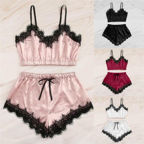 bras sets lingerie bra set women's sleepwear sleeveless strap lace trim satin pajama women brief, Red;black
bras sets lingerie bra set women's sleepwear sleeveless strap lace trim satin pajama women brief, Red;black