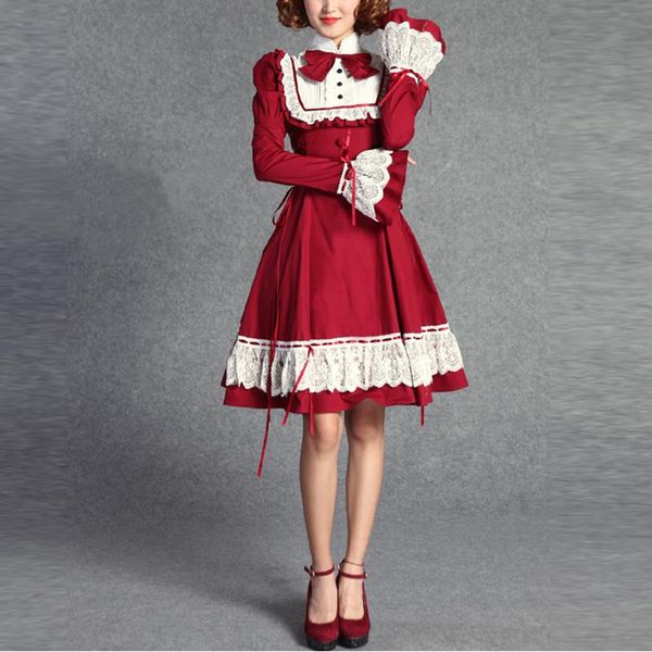 casual dresses women spring autumn lolita dress female vintage costume lace trumpet sleeves ladies bandage party, Black;gray
casual dresses women spring autumn lolita dress female vintage costume lace trumpet sleeves ladies bandage party, Black;gray
