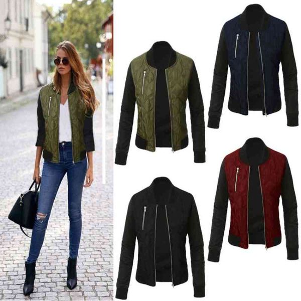 autumn winter leisure fashion solid women jacket o-neck zipper stitching quilted bomber jacket women coats 210522, Black;brown
autumn winter leisure fashion solid women jacket o-neck zipper stitching quilted bomber jacket women coats 210522, Black;brown