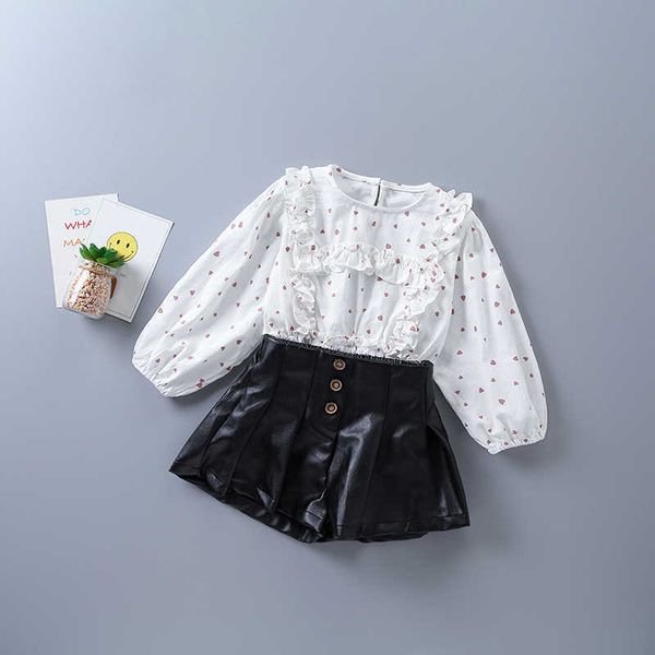 2-7 years girl clothing set autumn fashion casual polka dot shirt + leather pant kid children clothes 210615, White
2-7 years girl clothing set autumn fashion casual polka dot shirt + leather pant kid children clothes 210615, White
