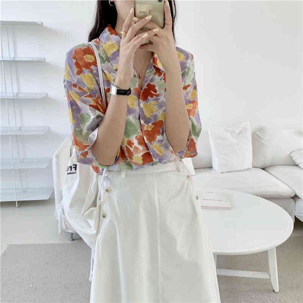 dress floral print blouses women summer korean style lapel shirt casual short sleeve woman clothes blusas, White
dress floral print blouses women summer korean style lapel shirt casual short sleeve woman clothes blusas, White