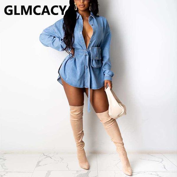 women long sleeve button down denim dress chic streetwear mini dresses 210702, Black;gray
women long sleeve button down denim dress chic streetwear mini dresses 210702, Black;gray