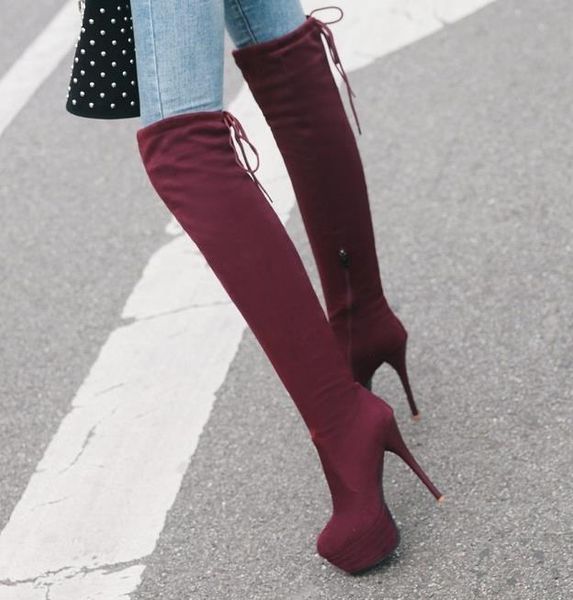 plus size 32 to 43 burgundy suede platform stiletto heel over the knee thigh high boots come with box, Black
plus size 32 to 43 burgundy suede platform stiletto heel over the knee thigh high boots come with box, Black