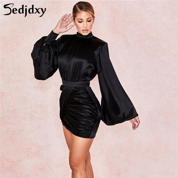 casual dresses high collar mini dress women 2021 autumn bell sleeve bodycon ruched elegant black party vestidos, Black;gray
casual dresses high collar mini dress women 2021 autumn bell sleeve bodycon ruched elegant black party vestidos, Black;gray