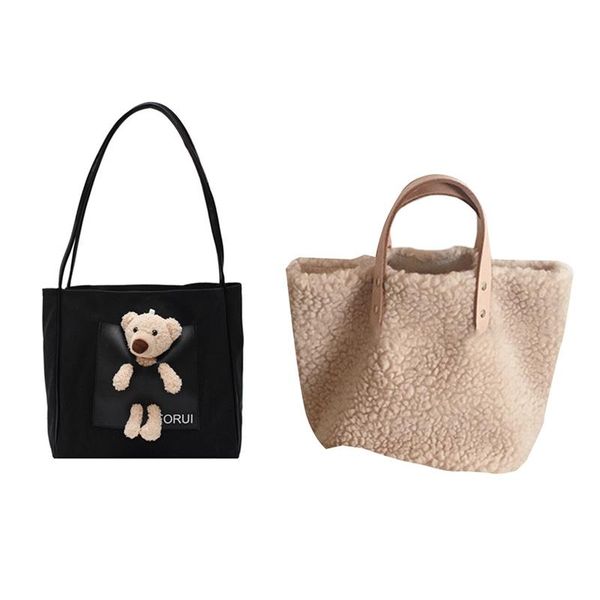 evening bags 2 pcs canvas handbag casual student cartoon tote bag large capacity shoulder shopping black & apricot
evening bags 2 pcs canvas handbag casual student cartoon tote bag large capacity shoulder shopping black & apricot