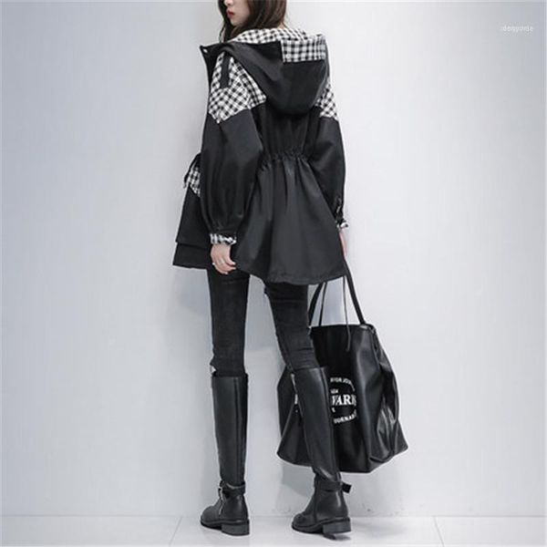 women's trench coats vintage stitching windbreaker mid-length 2021 spring autumn style korean thin temperament hooded g5121, Tan;black
women's trench coats vintage stitching windbreaker mid-length 2021 spring autumn style korean thin temperament hooded g5121, Tan;black
