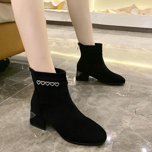 solid flock ankle boots for women warm plush winter boots women shoes woman heart print zip square mid heels boots botas mujer, Black
solid flock ankle boots for women warm plush winter boots women shoes woman heart print zip square mid heels boots botas mujer, Black