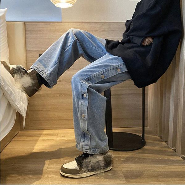 men's jeans trendy brand straight loose single breasted design denim trousers spring autumn handsome male casual wide leg pants, Blue
men's jeans trendy brand straight loose single breasted design denim trousers spring autumn handsome male casual wide leg pants, Blue