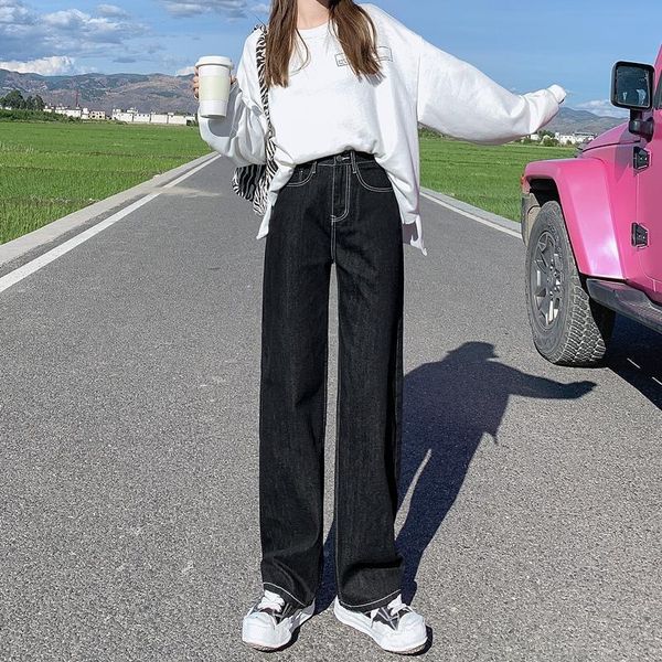 women's jeans harajuku streetwear high waist pants tie feet casual trousers for women elegant korean fashion female straight-leg, Blue
women's jeans harajuku streetwear high waist pants tie feet casual trousers for women elegant korean fashion female straight-leg, Blue
